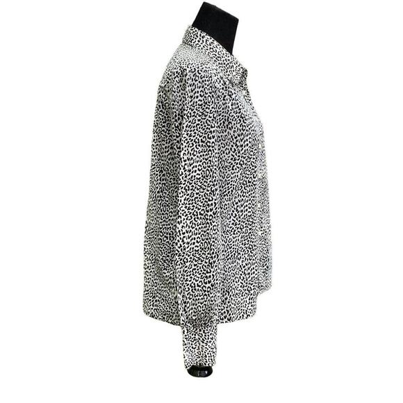 J. Crew Cotton Black & White Long Sleeve Animal Print Button Down Shirt Small - Picture 3 of 5